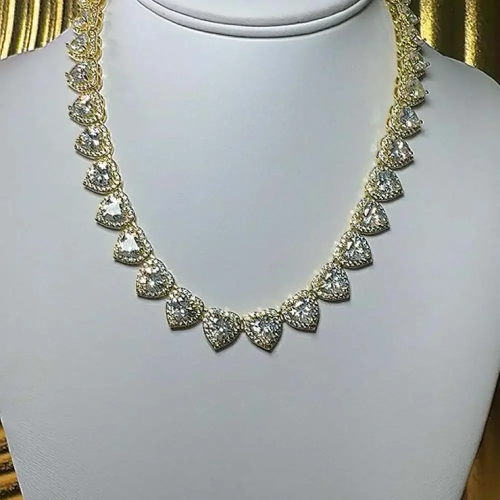 Gold Icy Heart Necklace – 16 Inch